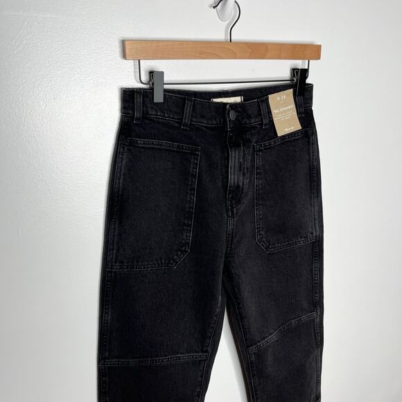 Madewell The 90s Stright Denim Jeans Womens 26 Black Wash Cotton Pockets Casual - Picture 5 of 12